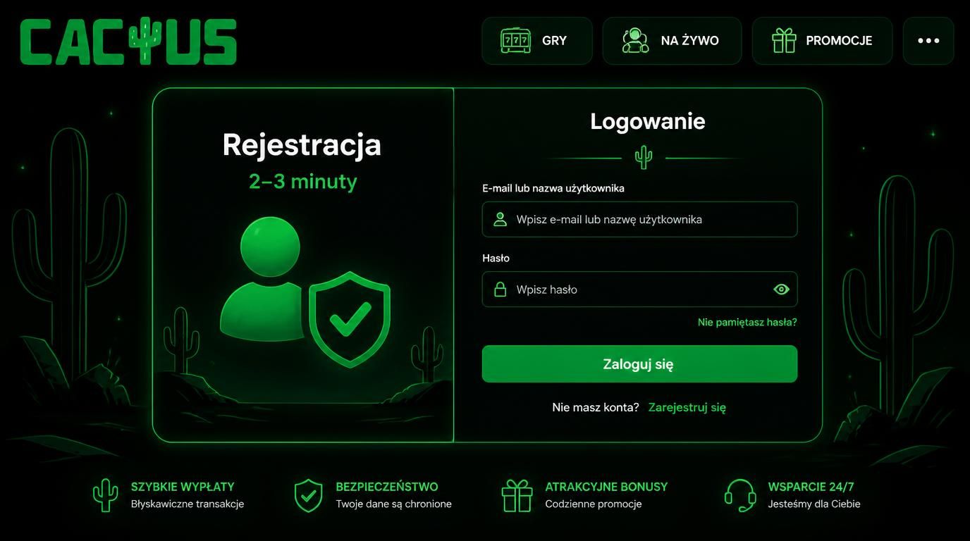 formularz rejestracji z polskim tekstem “Załóż konto” na tle kasyna