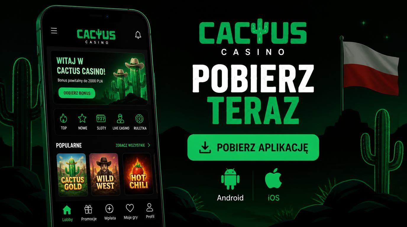 Interfejs aplikacji z przyciskiem pobierania i logami systemów Android/iOS na ekranie telefonu