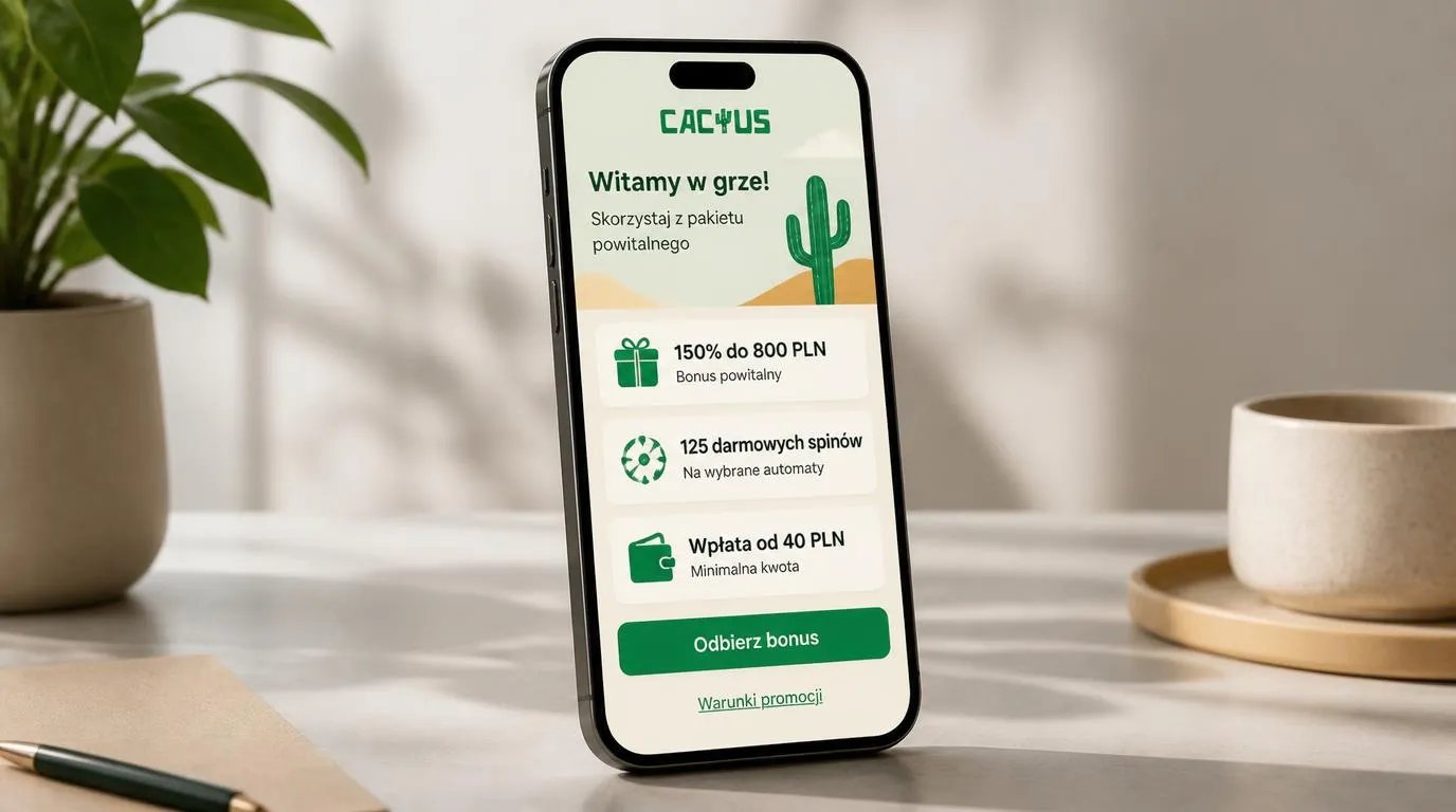Ekran telefonu z ofertą 150% do 800 PLN, 125 darmowych spinów i minimalnym depozytem 40 PLN